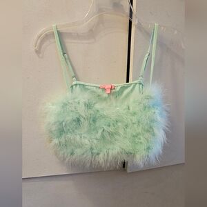 Sugar Thrillz Mint Maribou Crop Top
